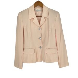 Vtg Danielle Martin Women Blazer 6‎ Career Peach Button Front Flap Pockets